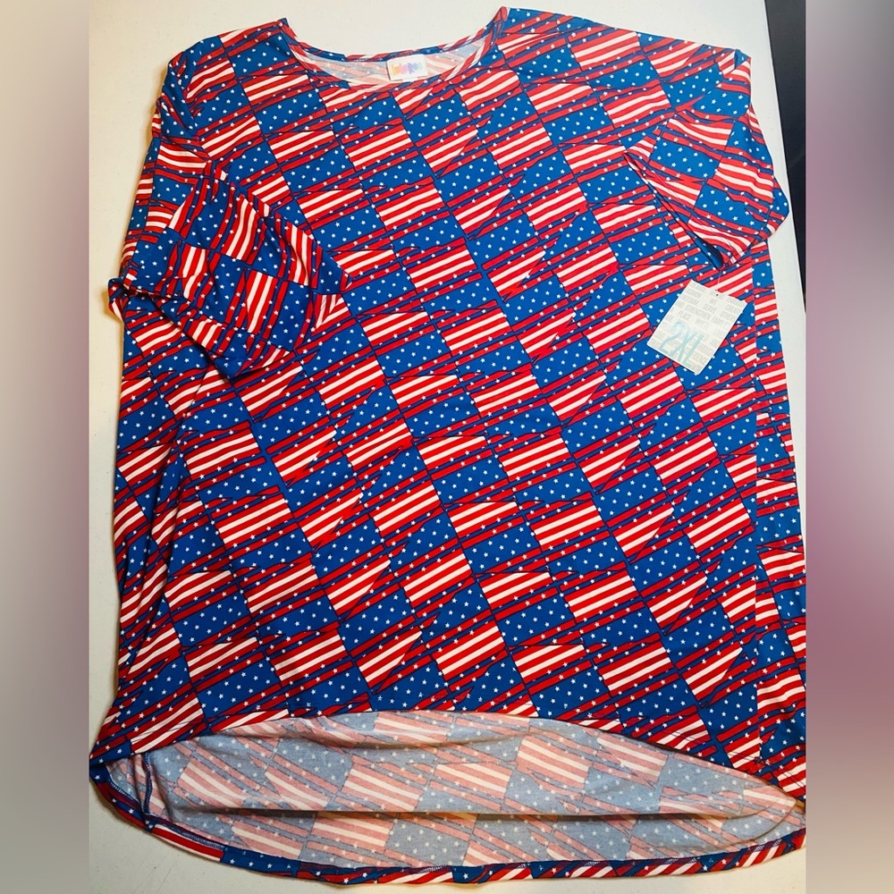 Patriotic Women’s Lularoe Irma Tunic Red, White and Blue Size 2X